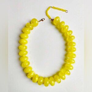 Vibrant Yellow Beaded Necklace Q275